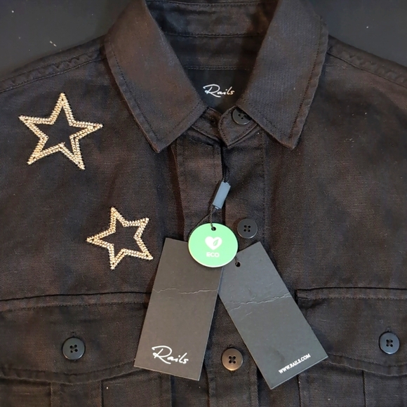 Rails Loren Button-Down Black Shirt Jacket...Size XXSmall - Picture 10 of 12